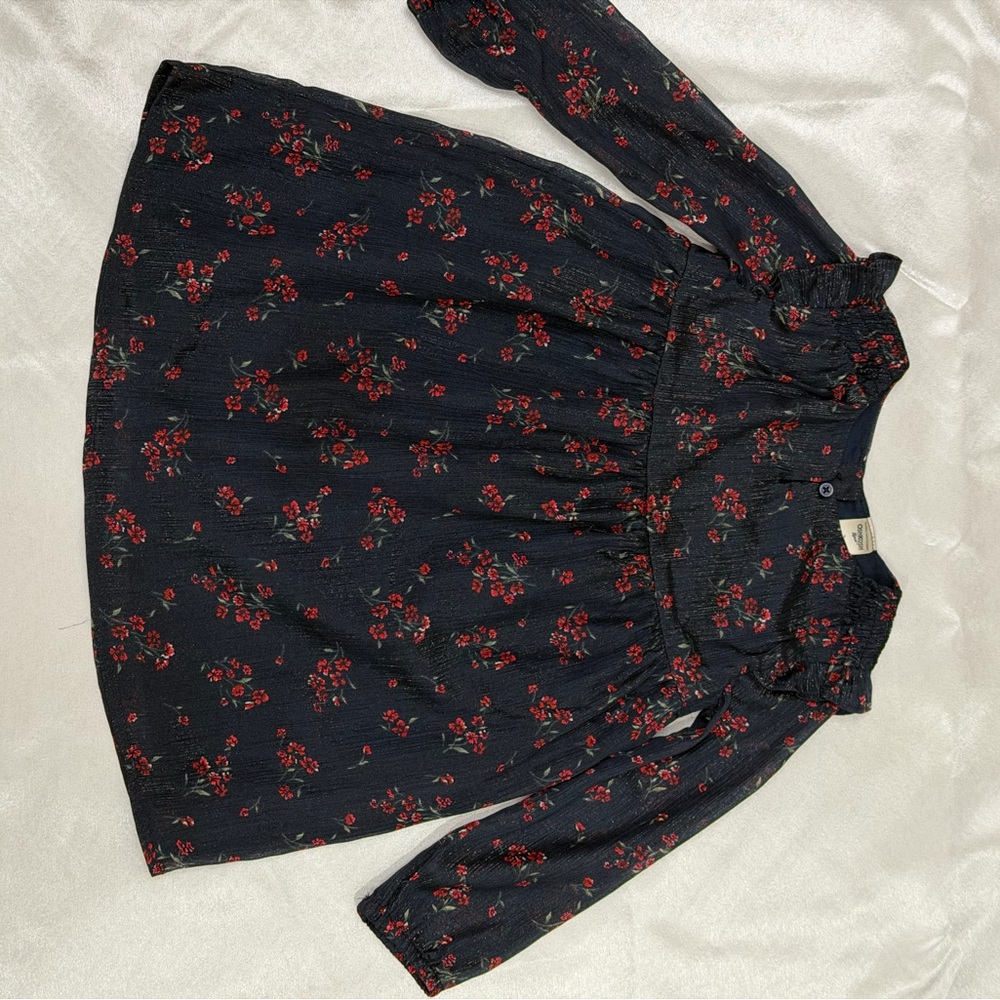 OshKosh B'gosh Navy Dress with Red Floral Print